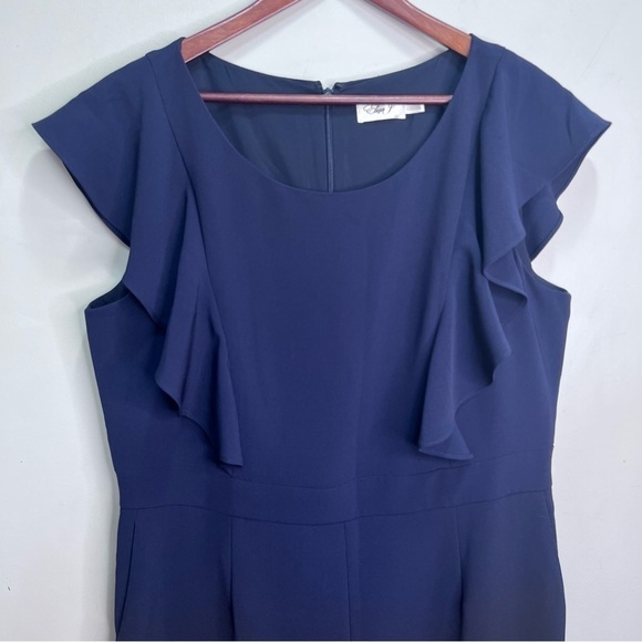 Eliza J Flutter Sleeve Jumpsuit Navy Size 18 - Picture 4 of 9